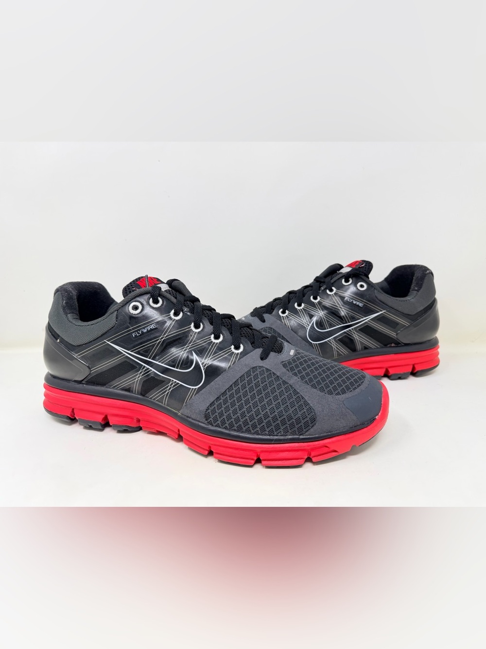 Pre Owned Nike Lunarglide Black and Red Flywire Running Sneakers US 12 Men’s
